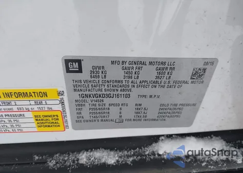 2016 Chevrolet Traverse Lt from USA, damaged, VIN 1GNKVGKD3GJ161103